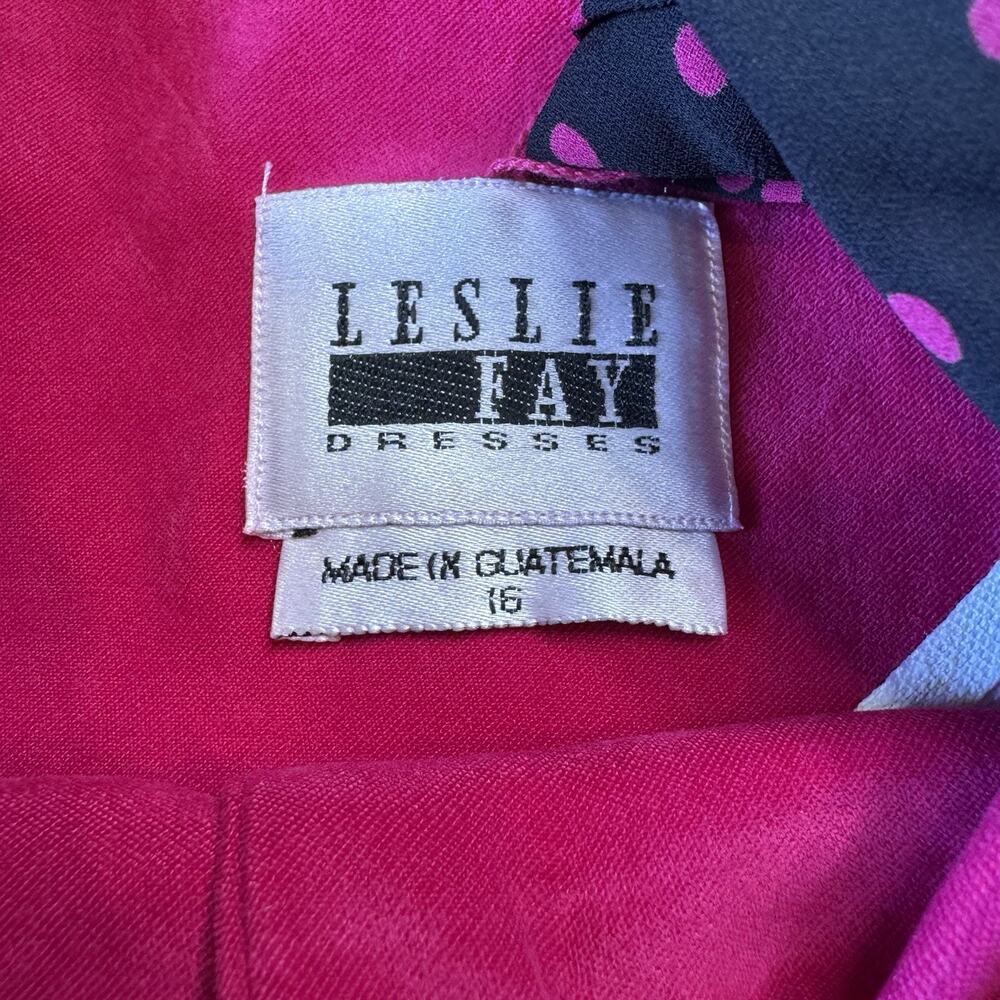 VTG Leslie Fay 2 Pc Pantsuit Fuchsia Pink Jacket & Black Pants Sz 16 NWT - Picture 9 of 13